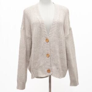 One Grey Day Oatmeal Mohair Blend Button Cardigan Size Large